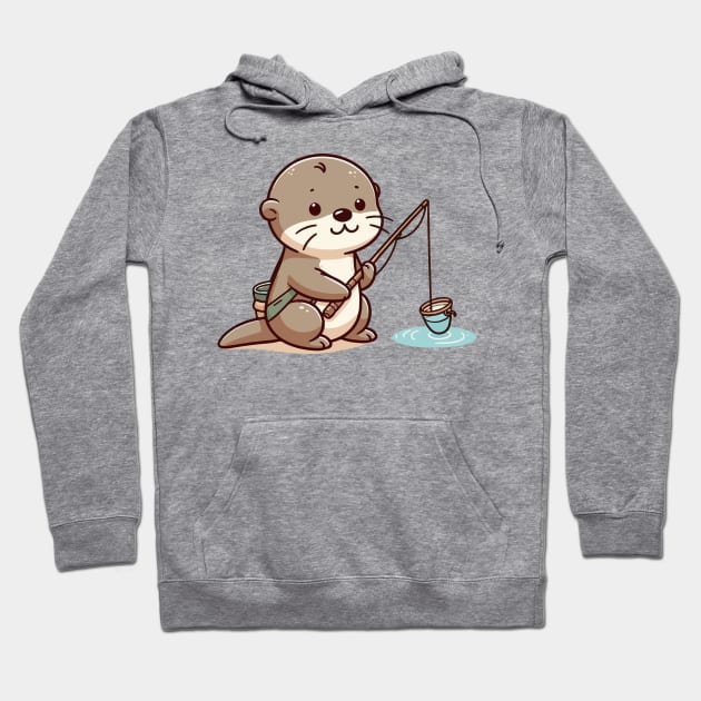 Cute otter Fishing Hoodie by fikriamrullah